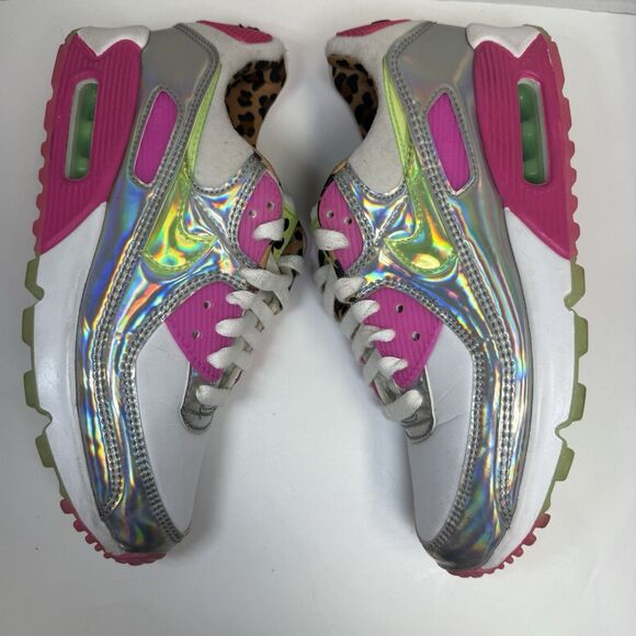 Nike Air Max 90 LX Daisy Leopard Iridescent Sneakers Sz 6.5 - Picture 3 of 8